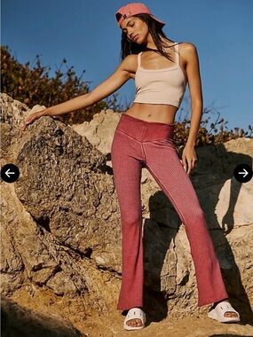 Free People Movement Mark My Words Flare Pant Crimson Large New With Tags